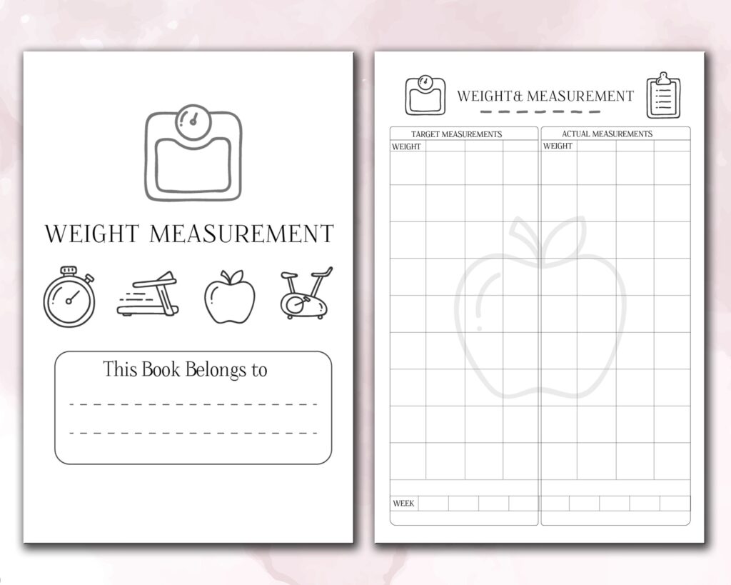 Weight Measurement Log Book 120 pages Ready to Upload Weight tracker or log Book KDP Template 6×9 8.5×11 5×8