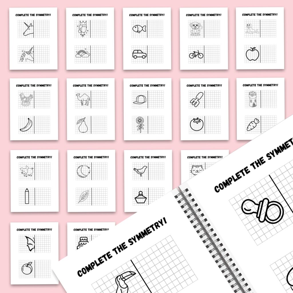 Complete the Symmetry Canva KDP interior Kids Activity Book, Used as Low Content Book, Template PDF Ready To Upload COMMERCIAL Use