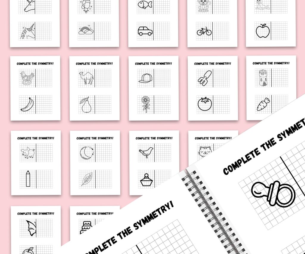 Complete the Symmetry Canva KDP interior Kids Activity Book, Used as Low Content Book, Template PDF Ready To Upload COMMERCIAL Use