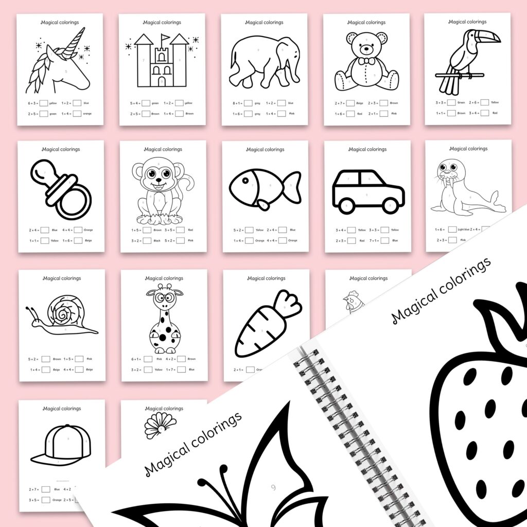 Magical Coloring Canva KDP interior Kids Activity Coloring Book with numbers, Used as Low Content Book, Editable Canva Template COMMERCIAL Use