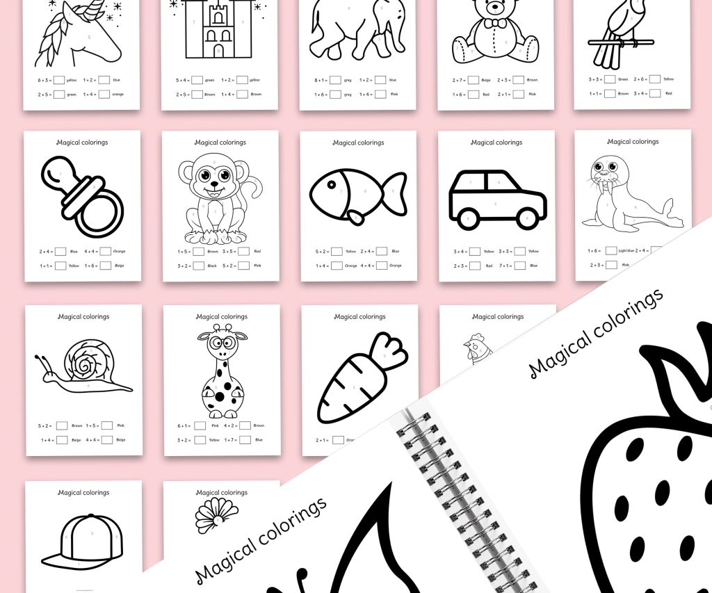 Magical Coloring Canva KDP interior Kids Activity Coloring Book with numbers, Used as Low Content Book, Editable Canva Template COMMERCIAL Use