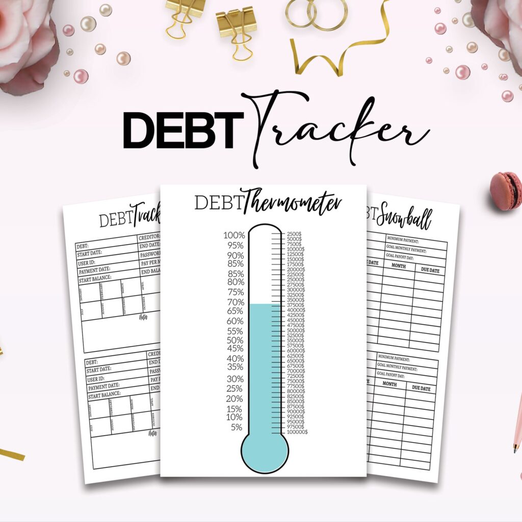 Debt Tracker 3 Editable Canva Templates for Journal, Canva KDP editable interior to track your Debt 6×9″ COMMERCIAL USE