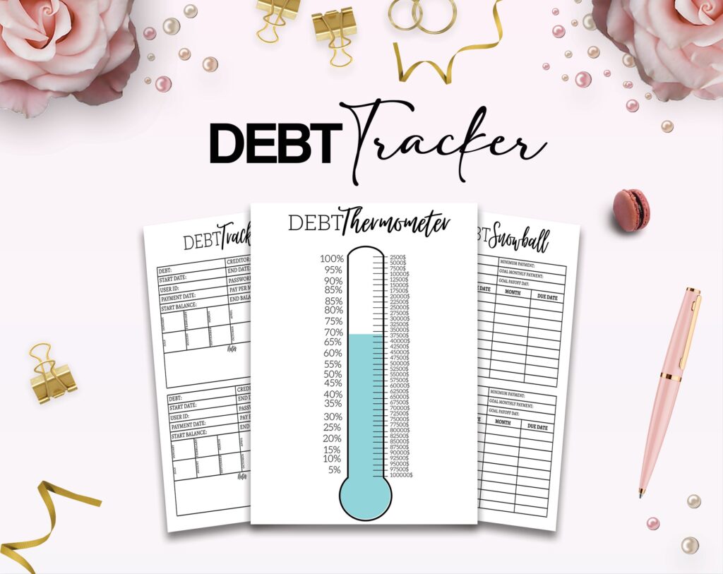 Debt Tracker 3 Editable Canva Templates for Journal, Canva KDP editable interior to track your Debt 6×9″ COMMERCIAL USE