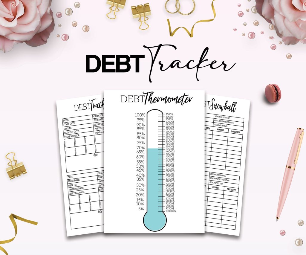 Debt Tracker 3 Editable Canva Templates for Journal, Canva KDP editable interior to track your Debt 6×9″ COMMERCIAL USE