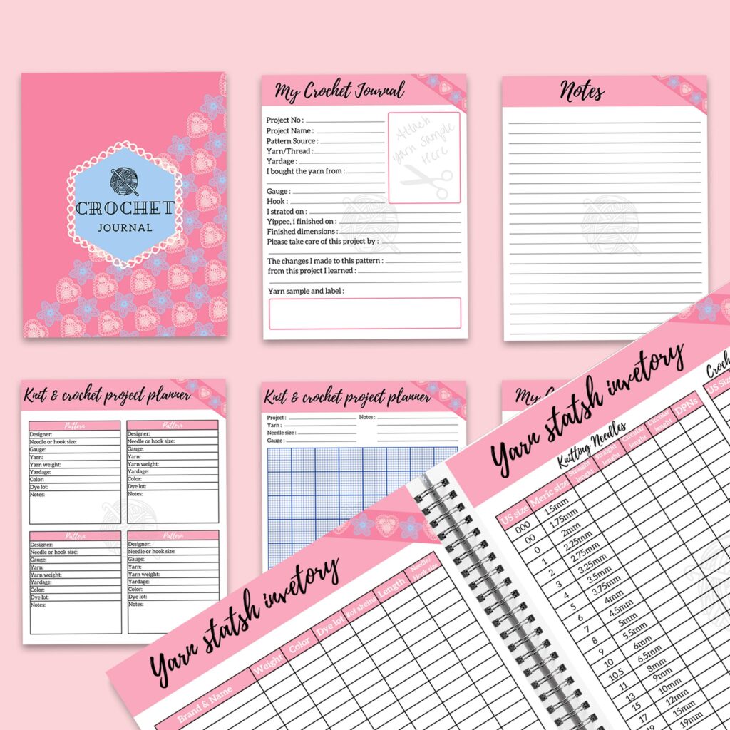 Crochet Editable Templates for Journal, Canva KDP Planner editable interiors Bundle