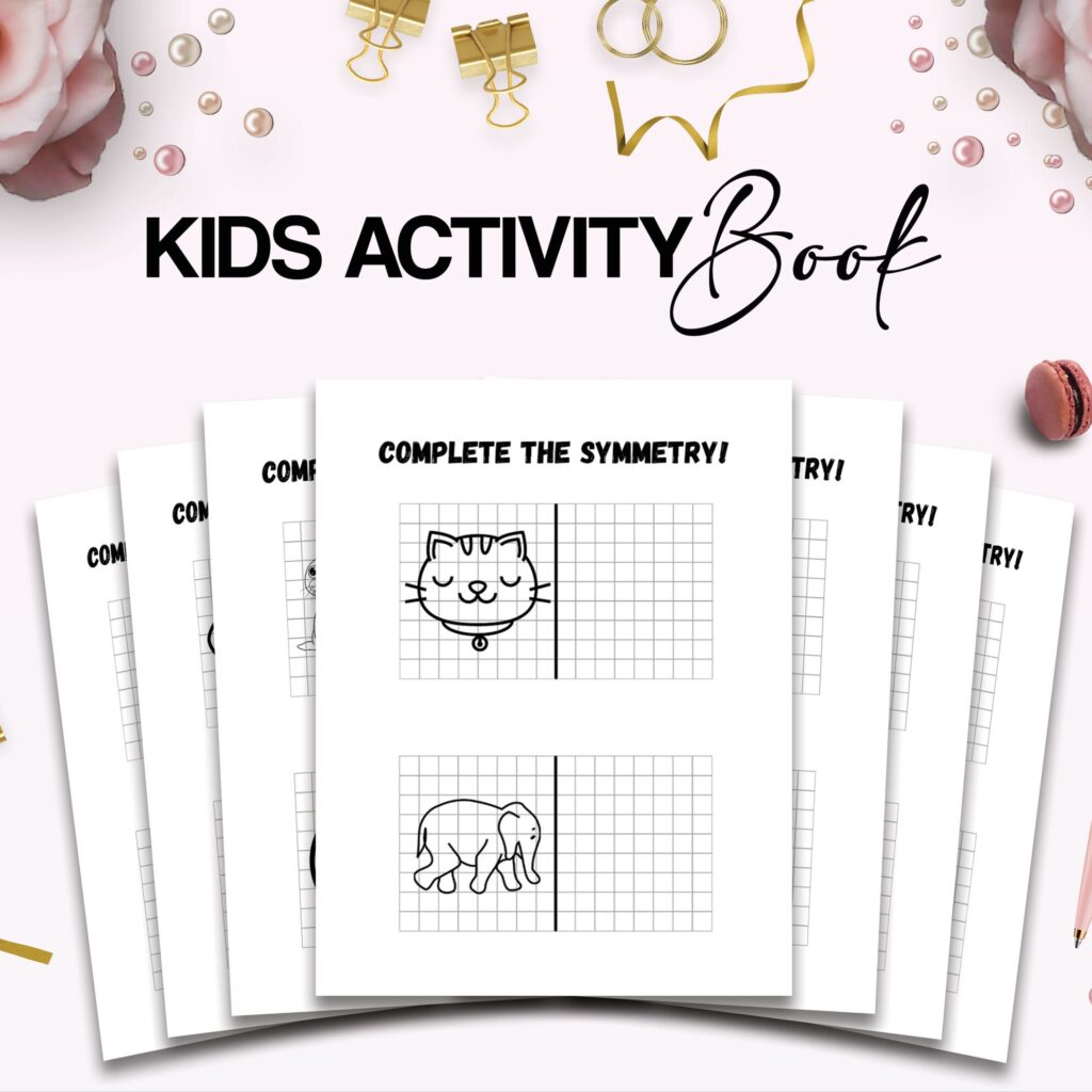 Complete the Symmetry Canva KDP interior Kids Activity Book, Used as Low Content Book, Template PDF Ready To Upload COMMERCIAL Use