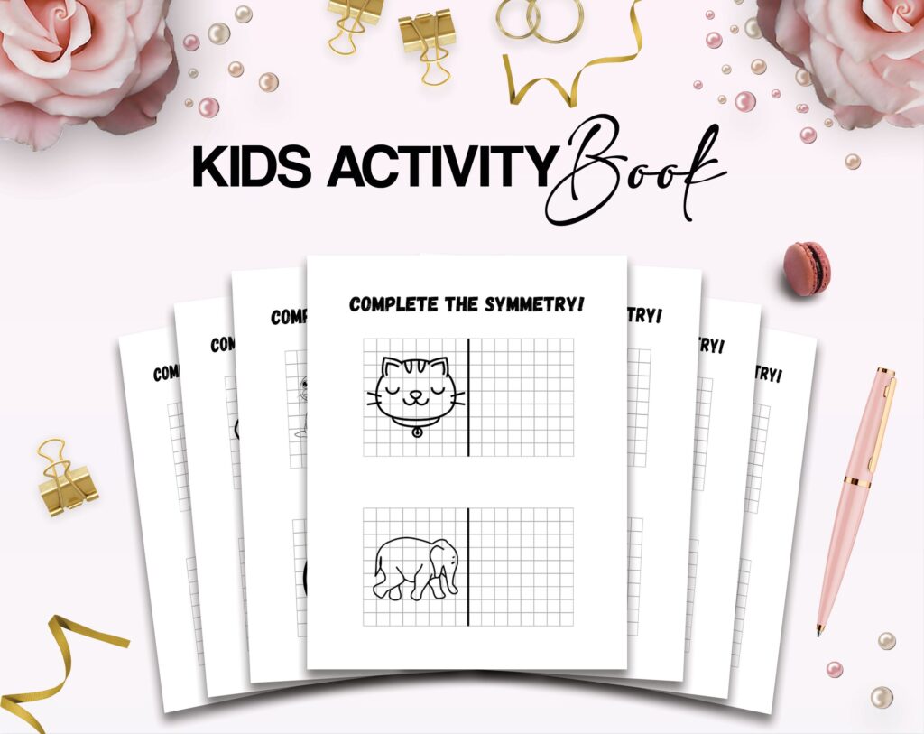 Complete the Symmetry Canva KDP interior Kids Activity Book, Used as Low Content Book, Template PDF Ready To Upload COMMERCIAL Use