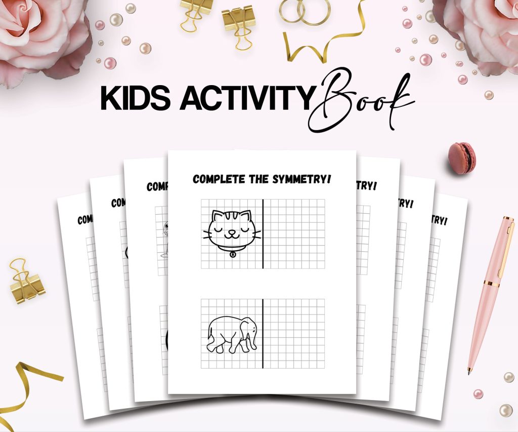 Complete the Symmetry Canva KDP interior Kids Activity Book, Used as Low Content Book, Template PDF Ready To Upload COMMERCIAL Use
