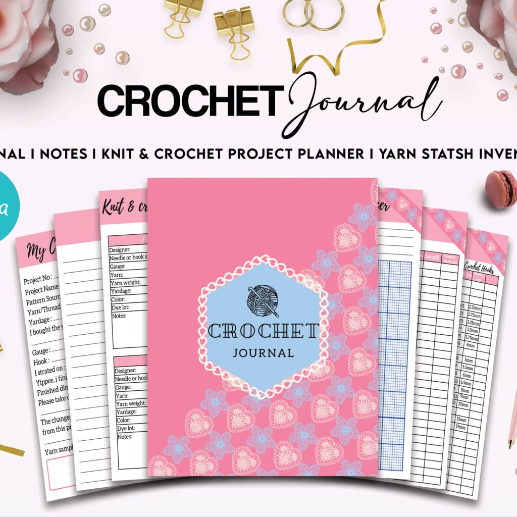 Crochet Editable Templates for Journal, Canva KDP Planner editable interiors Bundle