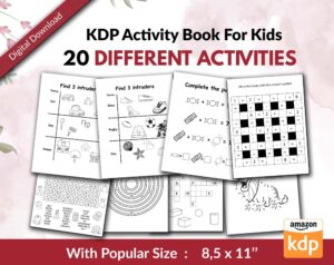20 Different Activities KDP interior Kids Activity Book, Used as Low Content Book, Template PDF Ready To Upload COMMERCIAL Use 8.5x11 PDF