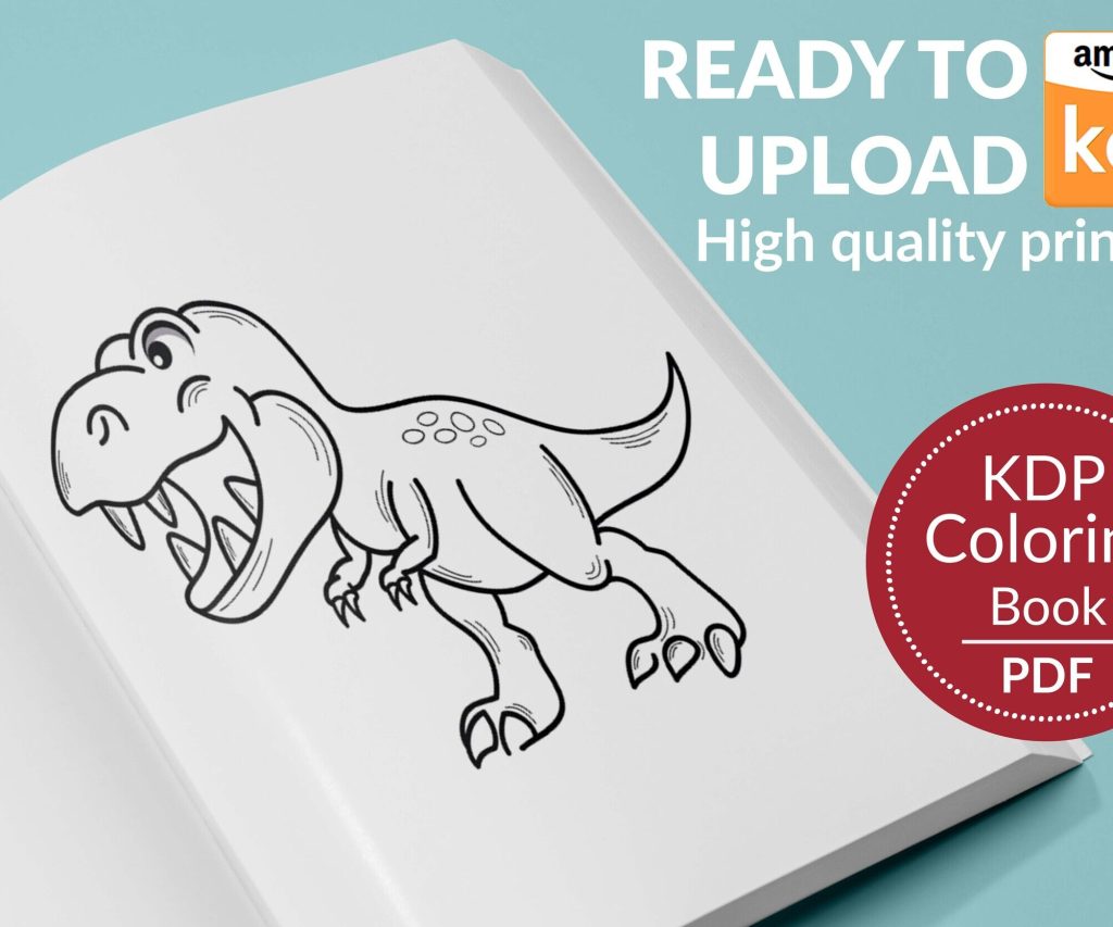 Dinosaurs Coloring KDP interior For Kids Activities, Used as Low Content Book, PDF Template Ready To Upload COMMERCIAL Use 8.5×11″