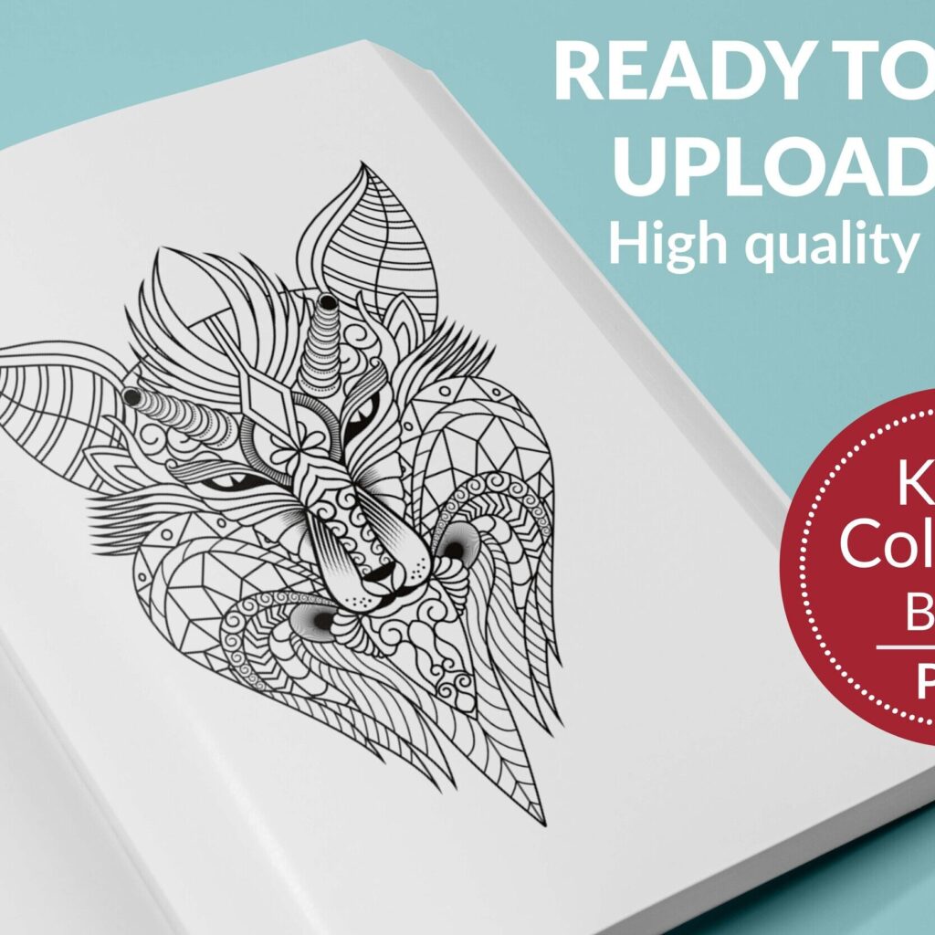 Wolf Coloring KDP interior For Adults, Used as Low Content Book, PDF Template Ready To Upload COMMERCIAL Use 8.5×11″