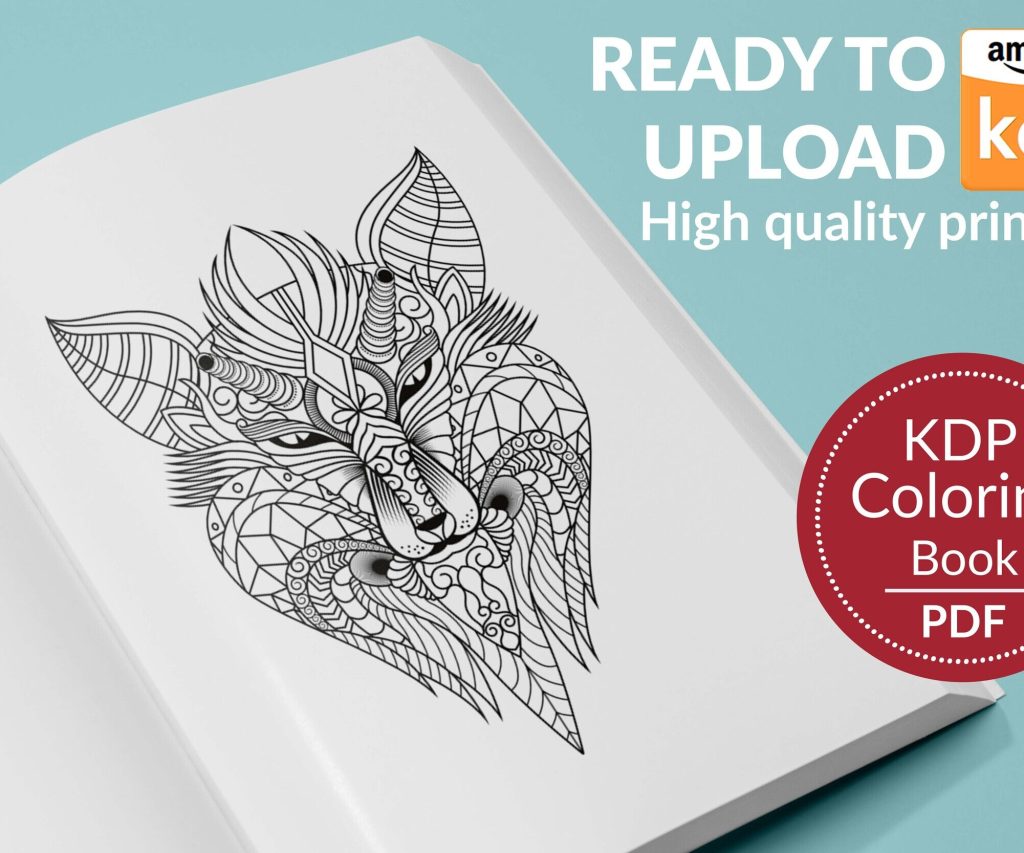 Wolf Coloring KDP interior For Adults, Used as Low Content Book, PDF Template Ready To Upload COMMERCIAL Use 8.5×11″