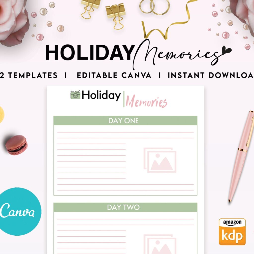 Travel Planner Editable 12 Templates for Journal, Canva KDP Planner editable interiors Bundle
