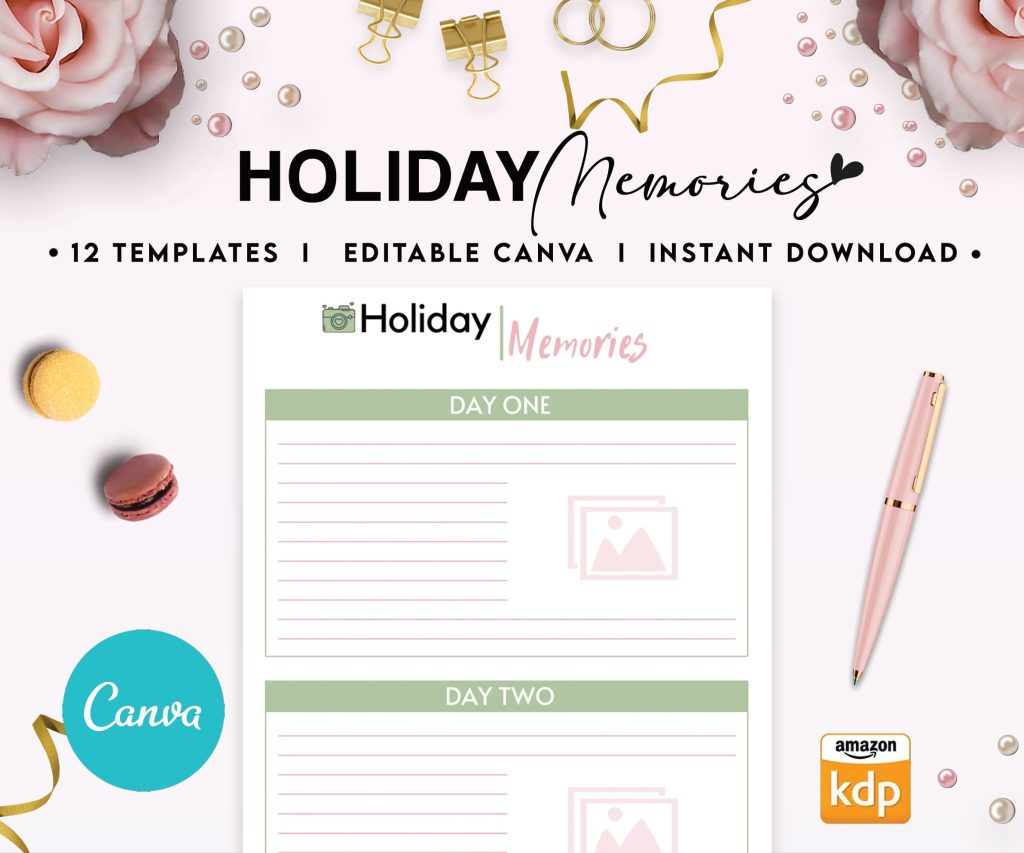 Travel Planner Editable 12 Templates for Journal, Canva KDP Planner editable interiors Bundle