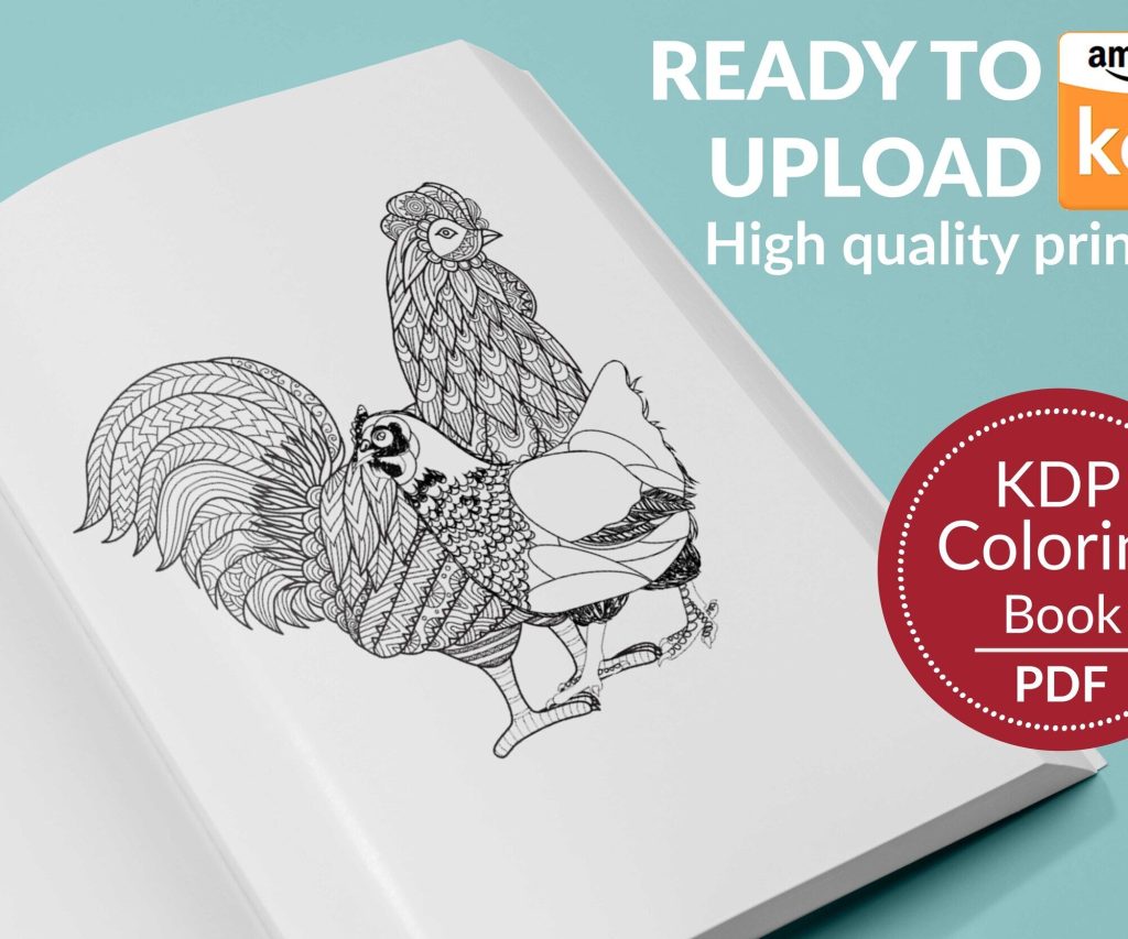 Farm Animals Coloring KDP interior For Adults, Used as Low Content Book, PDF Template Ready To Upload COMMERCIAL Use 8.5×11″