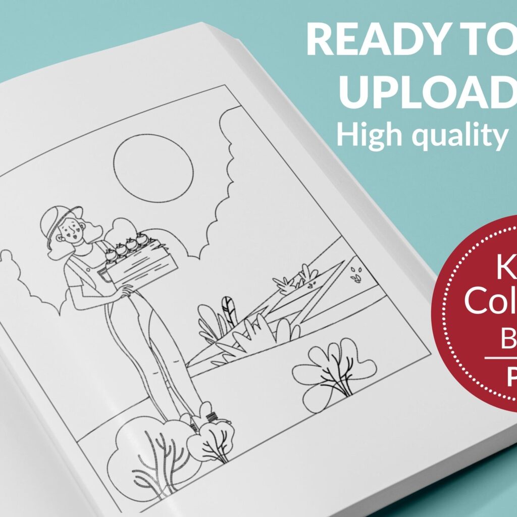 Nature Coloring KDP interior For Kids Activities, Used as Low Content Book, PDF Template Ready To Upload COMMERCIAL Use 8.5×11″