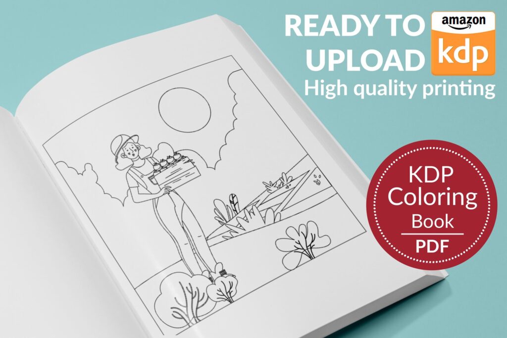 Nature Coloring KDP interior For Kids Activities, Used as Low Content Book, PDF Template Ready To Upload COMMERCIAL Use 8.5×11″