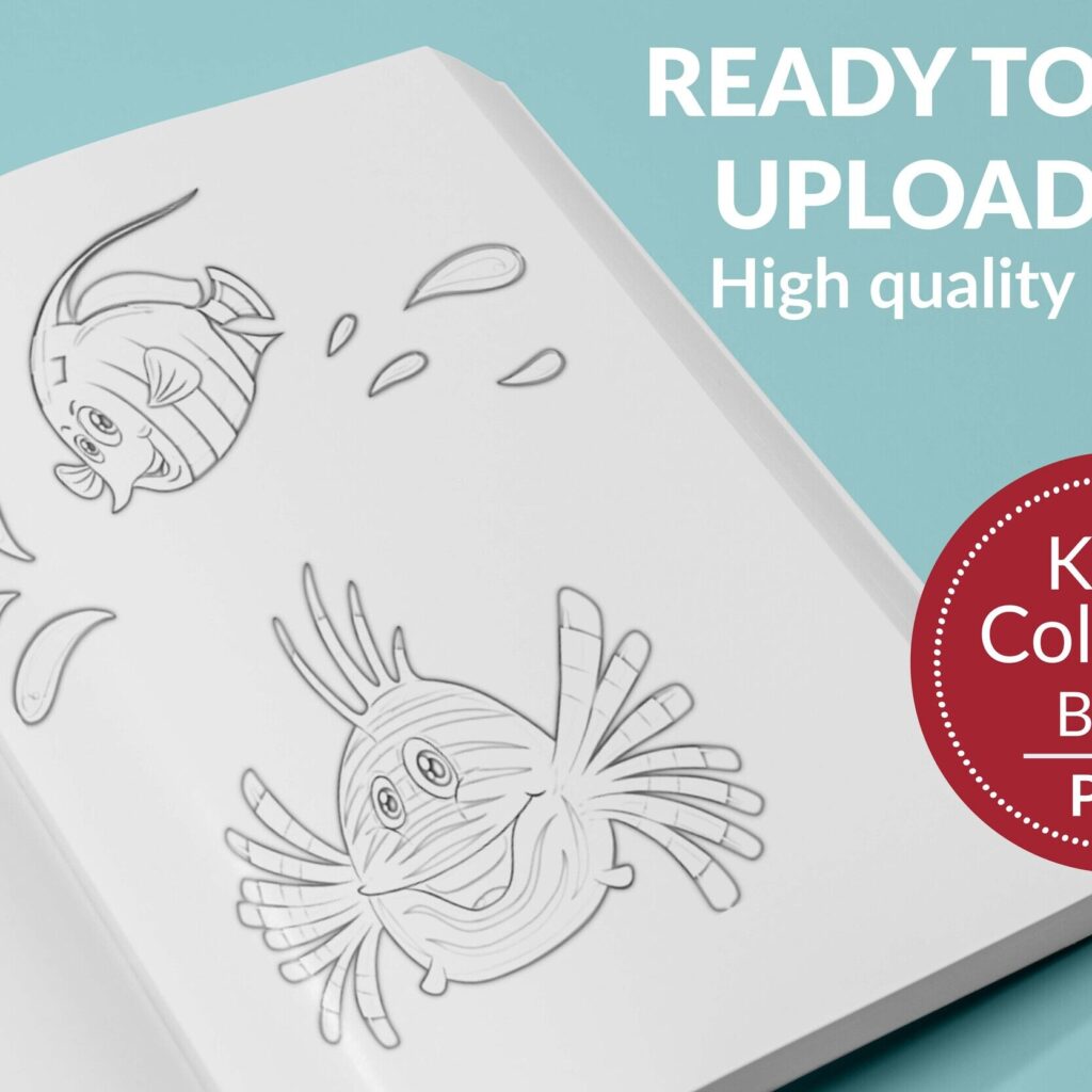 Ocean Underwater Coloring KDP interior For Kids Activities, Used as Low Content Book, PDF Template Ready To Upload COMMERCIAL Use 8.5×11″