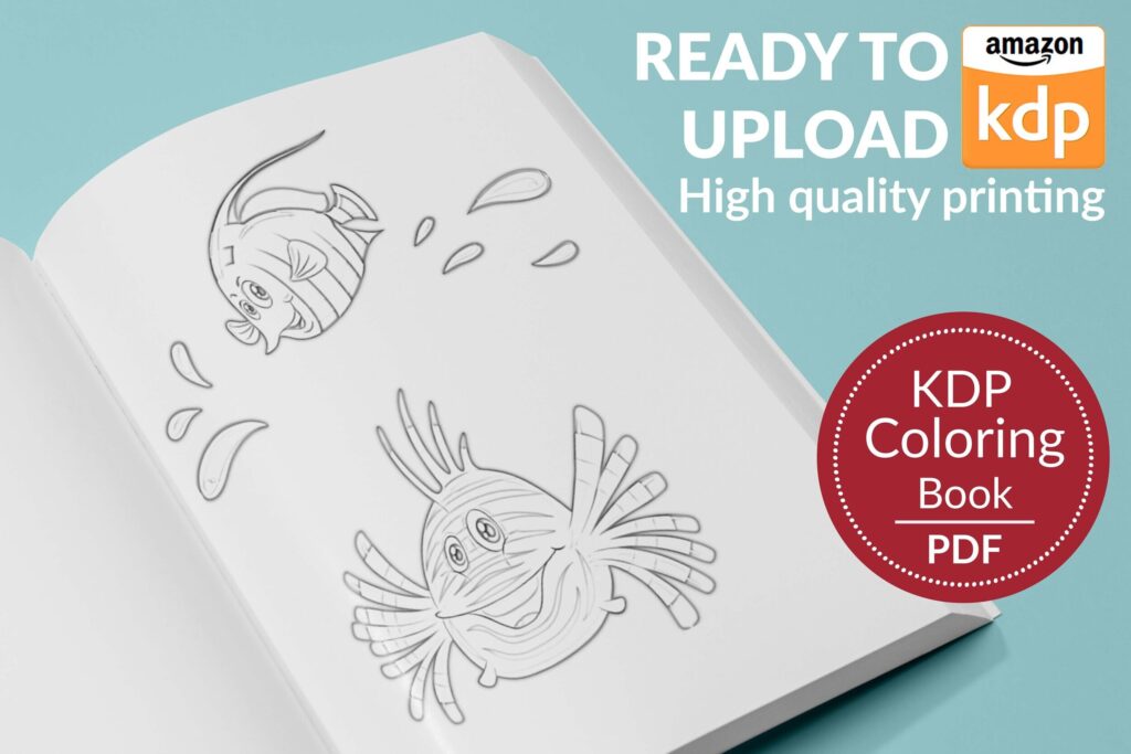 Ocean Underwater Coloring KDP interior For Kids Activities, Used as Low Content Book, PDF Template Ready To Upload COMMERCIAL Use 8.5×11″