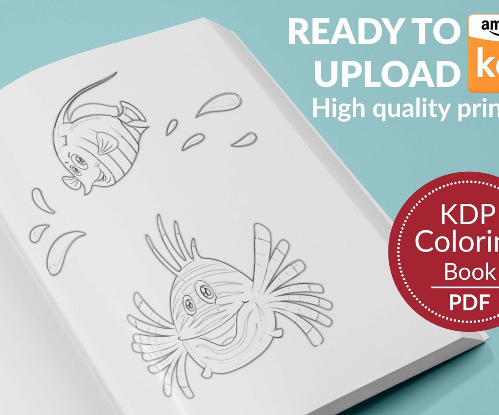 Ocean Underwater Coloring KDP interior For Kids Activities, Used as Low Content Book, PDF Template Ready To Upload COMMERCIAL Use 8.5×11″