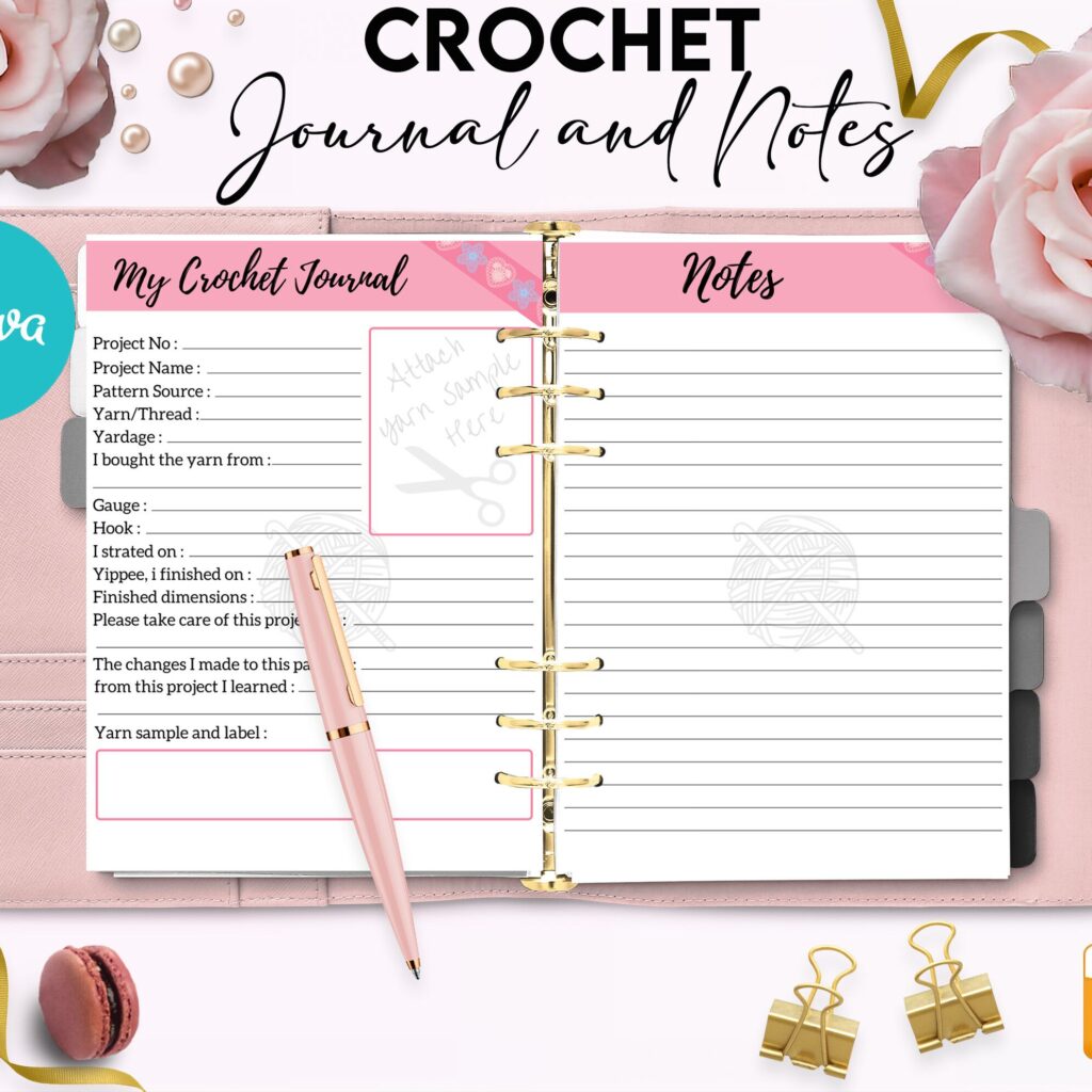 Crochet Editable Templates for Journal, Canva KDP Planner editable interiors Bundle