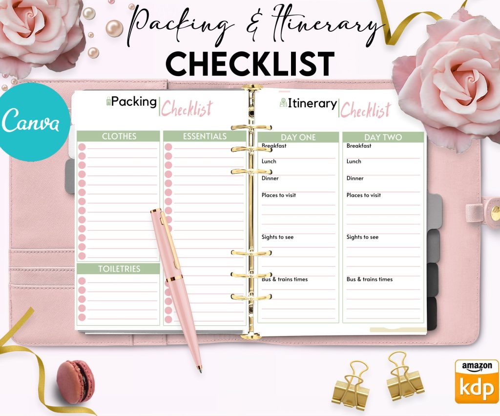 Travel Planner Editable 12 Templates for Journal, Canva KDP Planner editable interiors Bundle