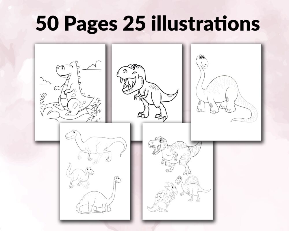 Dinosaurs Coloring KDP interior For Kids Activities PDF 8.5x11"