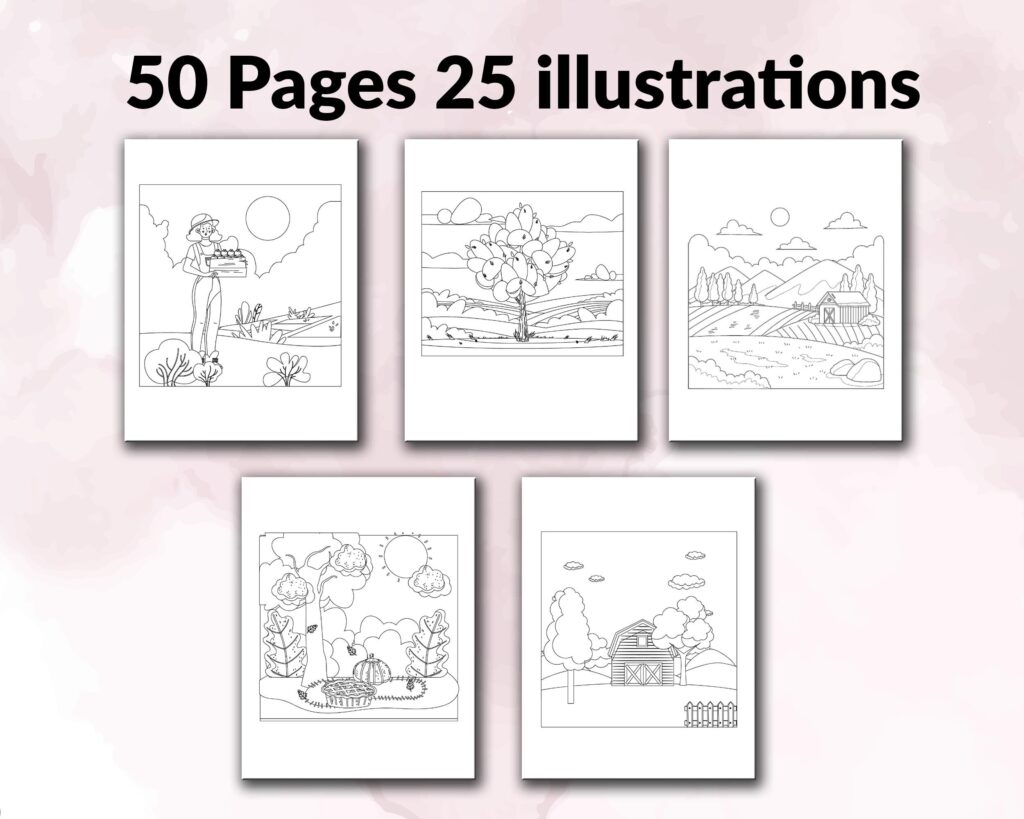Nature Coloring KDP interior For Kids Activities, Used as Low Content Book, PDF Template Ready To Upload COMMERCIAL Use 8.5×11″