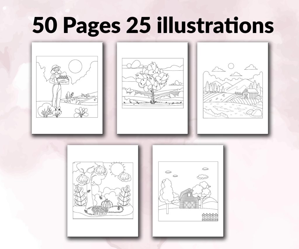 Nature Coloring KDP interior For Kids Activities, Used as Low Content Book, PDF Template Ready To Upload COMMERCIAL Use 8.5×11″