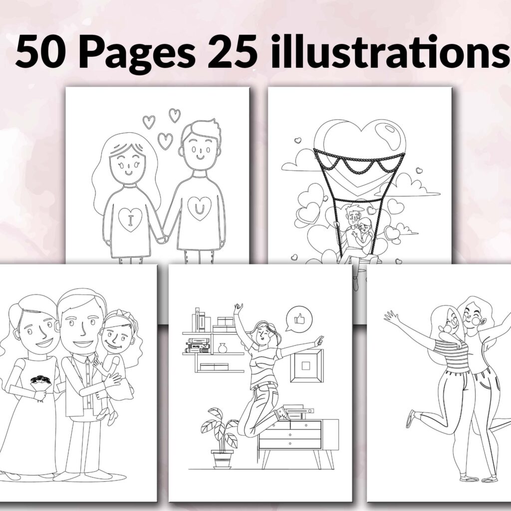 Happy & Precious Moments Coloring KDP interior For Kids Activities, Used as Low Content Book, PDF Template Ready To Upload COMMERCIAL Use 8.5×11″