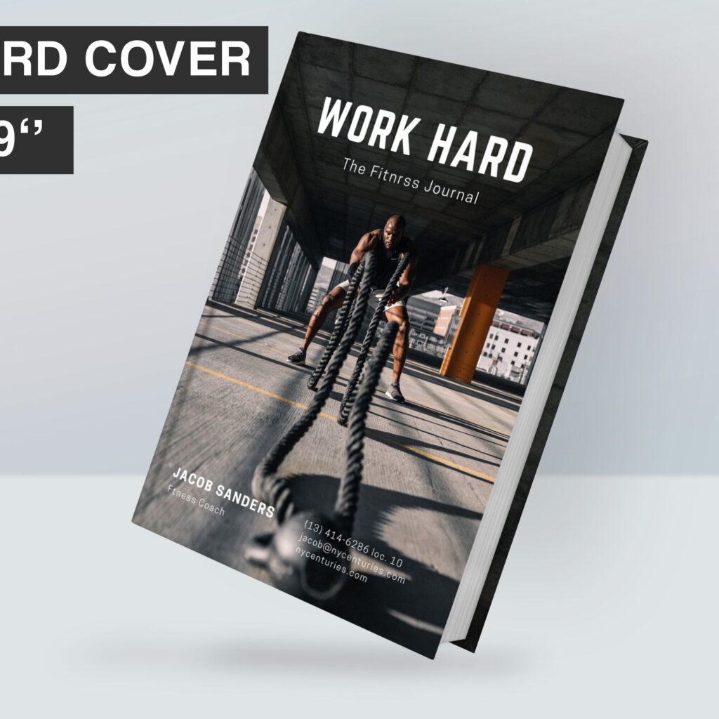 Hard work Fitness Hardcover Canva kdp template Editable Cover, For Canva KDP Book journal Notebook Novel 6×9″ 120 pages
