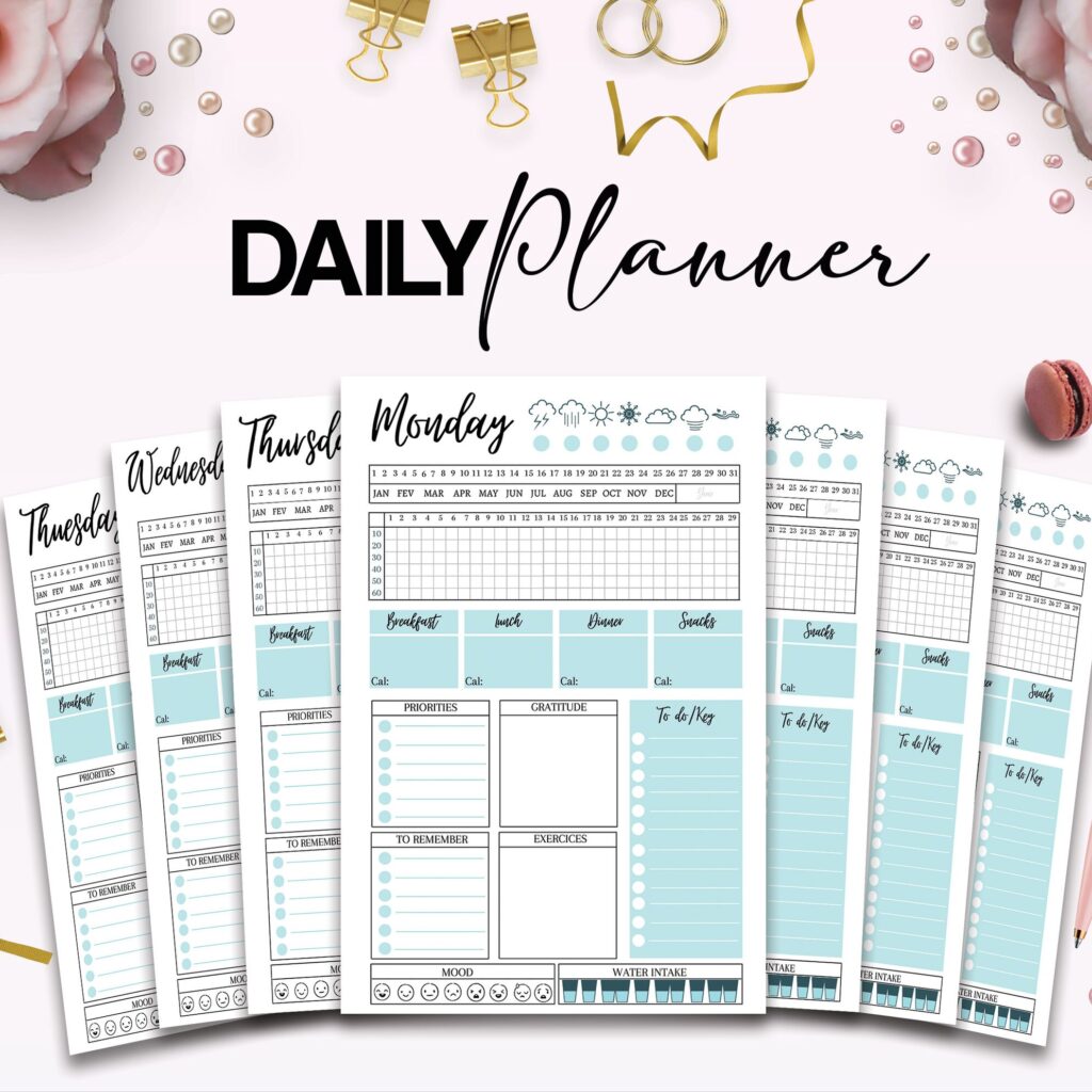 Canva Daily Planner Template for Journal, editable daily planner, KDP Planner editable interior COMMERCIAL USE