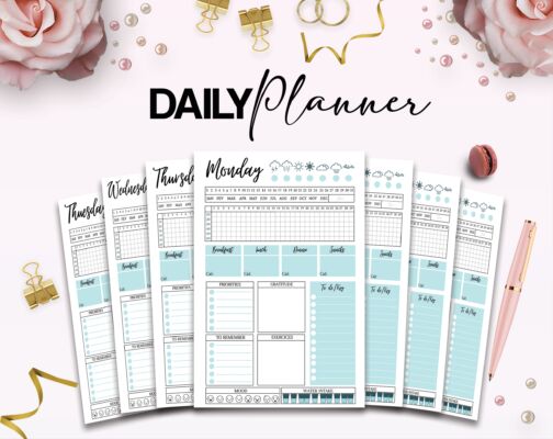Canva Daily Planner Templates for Journal, Canva KDP Planner editable interiors COMMERCIAL USE