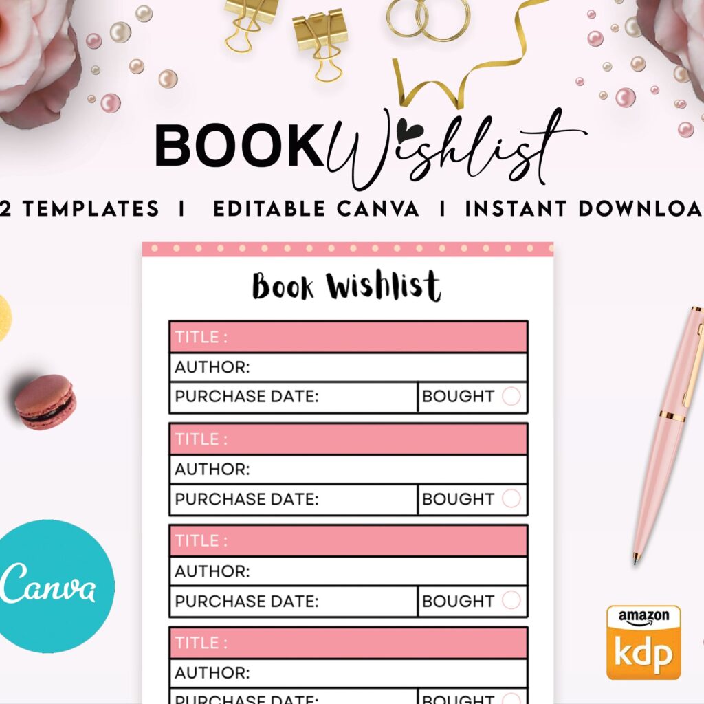 Book Planner / logbook 12 Editable Templates for Journal, Canva KDP Planner editable interior