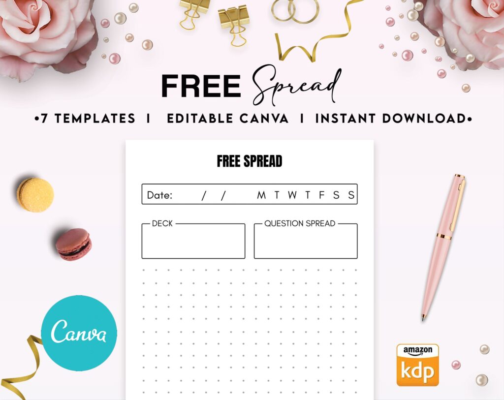 Tarot Cards Journal for kids 6×9″ Canva 8 Editable Template, Canva KDP Kids editable interior digital and printable,