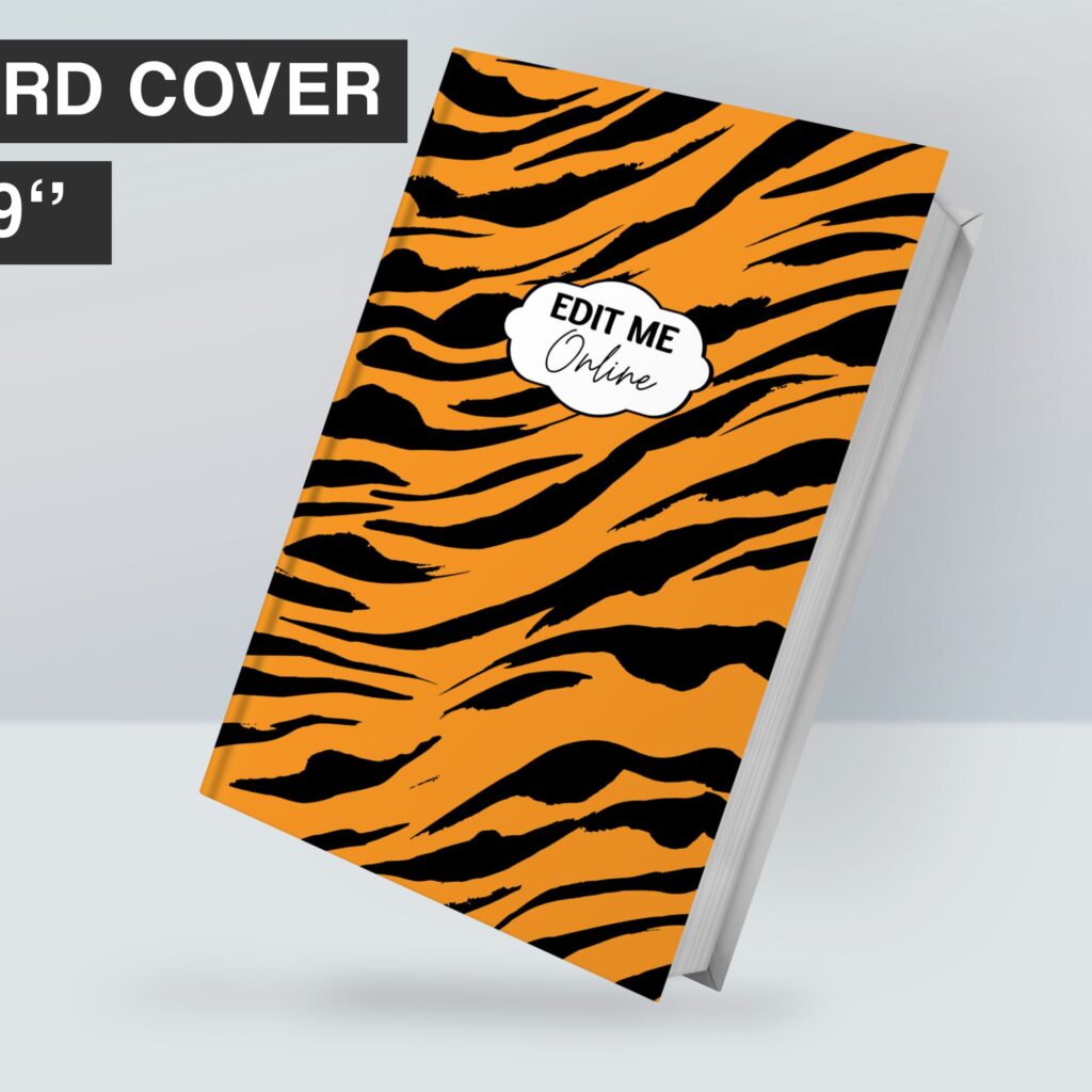 Safari African Animal Pattern Hardcover Template Canva Editable For Notebook, Journal, Hard Covers, Canva For KDP Cover 6×9″ 120 pages