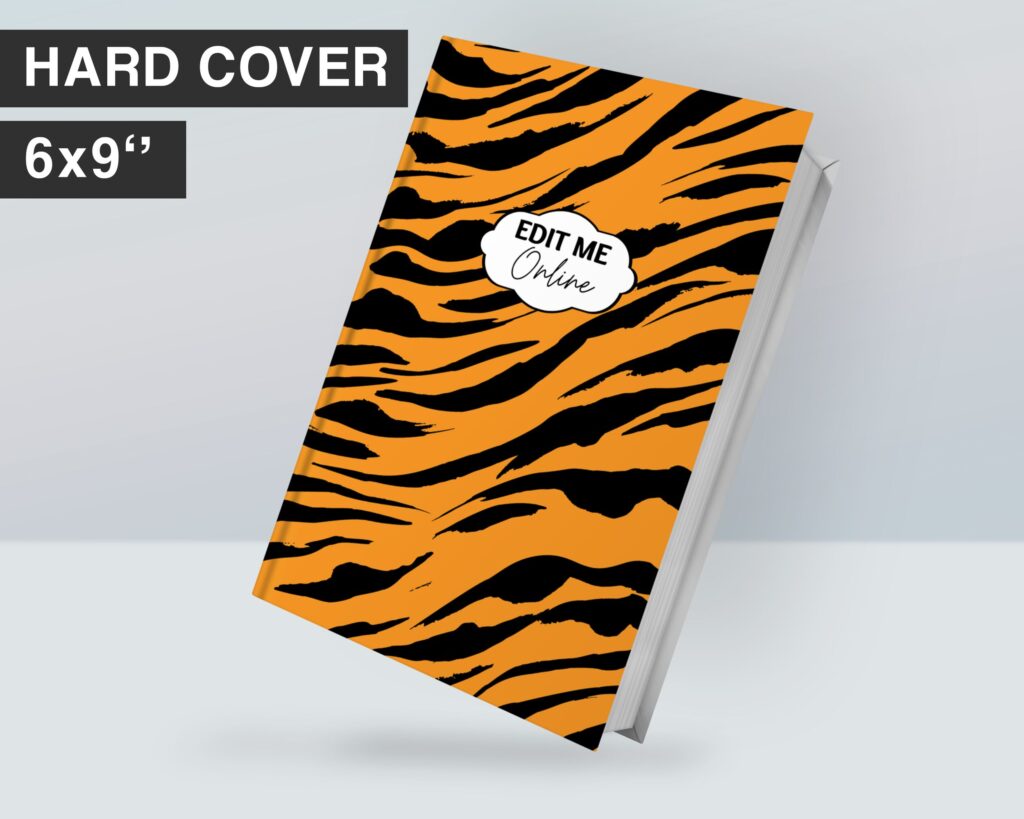 Safari African Animal Pattern Hardcover Template Canva Editable For Notebook, Journal, Hard Covers, Canva For KDP Cover 6×9″ 120 pages