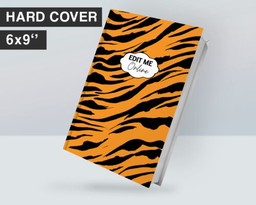 Safari African Animal Pattern Hardcover Template Canva Editable For Notebook, Journal, Hard Covers, Canva For KDP Cover 6x9