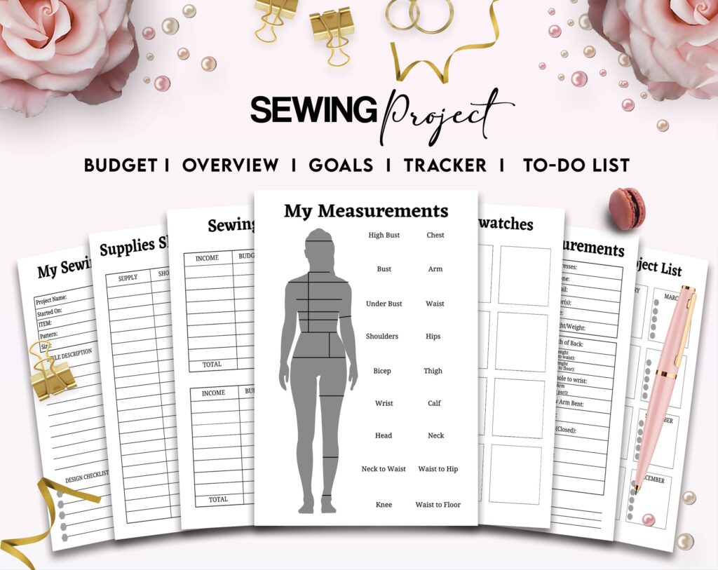 Sewing Projects Planner & Organizer 27 Editable Templates for Journal, Canva KDP Planner editable interiors Bundle