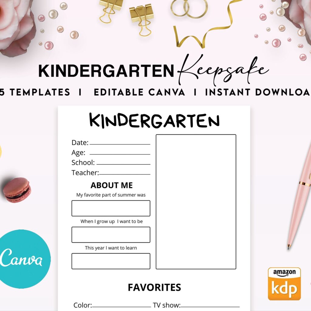 Children keepsake Logbook Journal 6×9″ Canva Editable Template, Canva KDP Kids editable interior digital and printable,