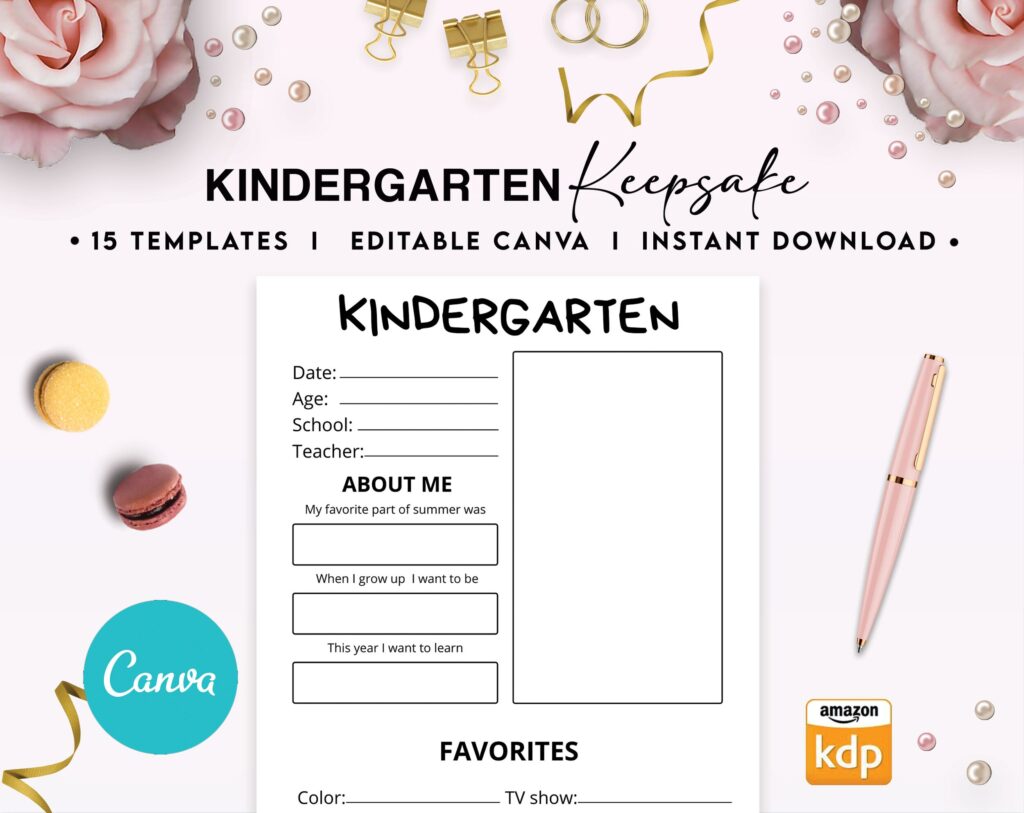 Children keepsake Logbook Journal 6×9″ Canva Editable Template, Canva KDP Kids editable interior digital and printable,