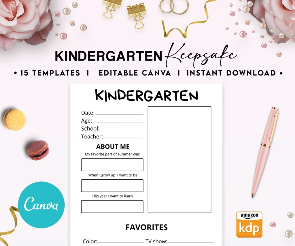Children keepsake Logbook Journal 6×9″ Canva Editable Template, Canva KDP Kids editable interior digital and printable,