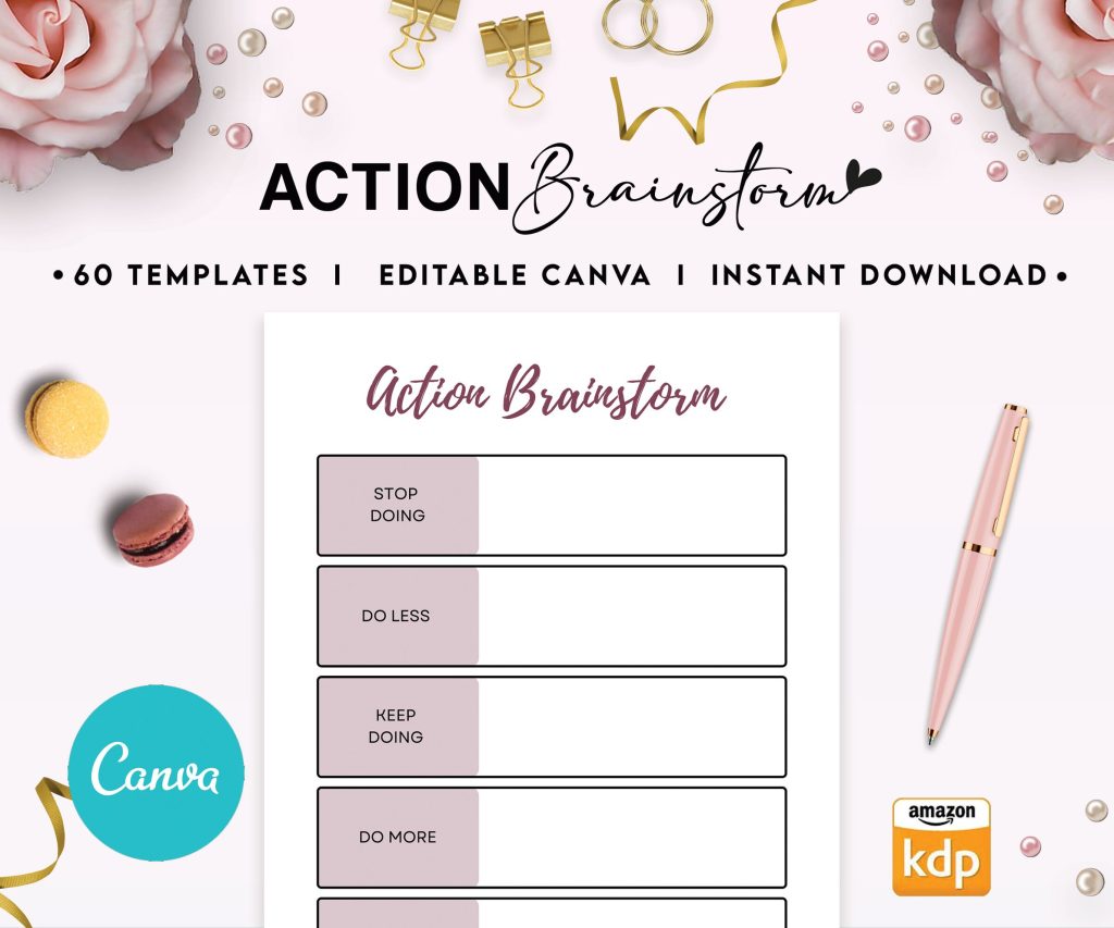 Manifestation Dream life Journal 8.5×11″ Canva Editable 60 Templates, Canva KDP editable interior workbook, digital and printable.