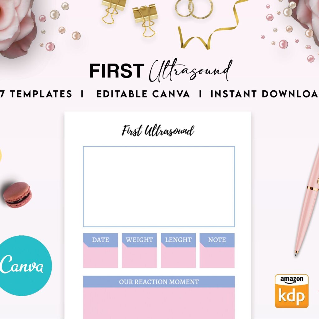 Pregnancy journal 17 Editable Templates for Journal, Canva KDP Planner editable interior