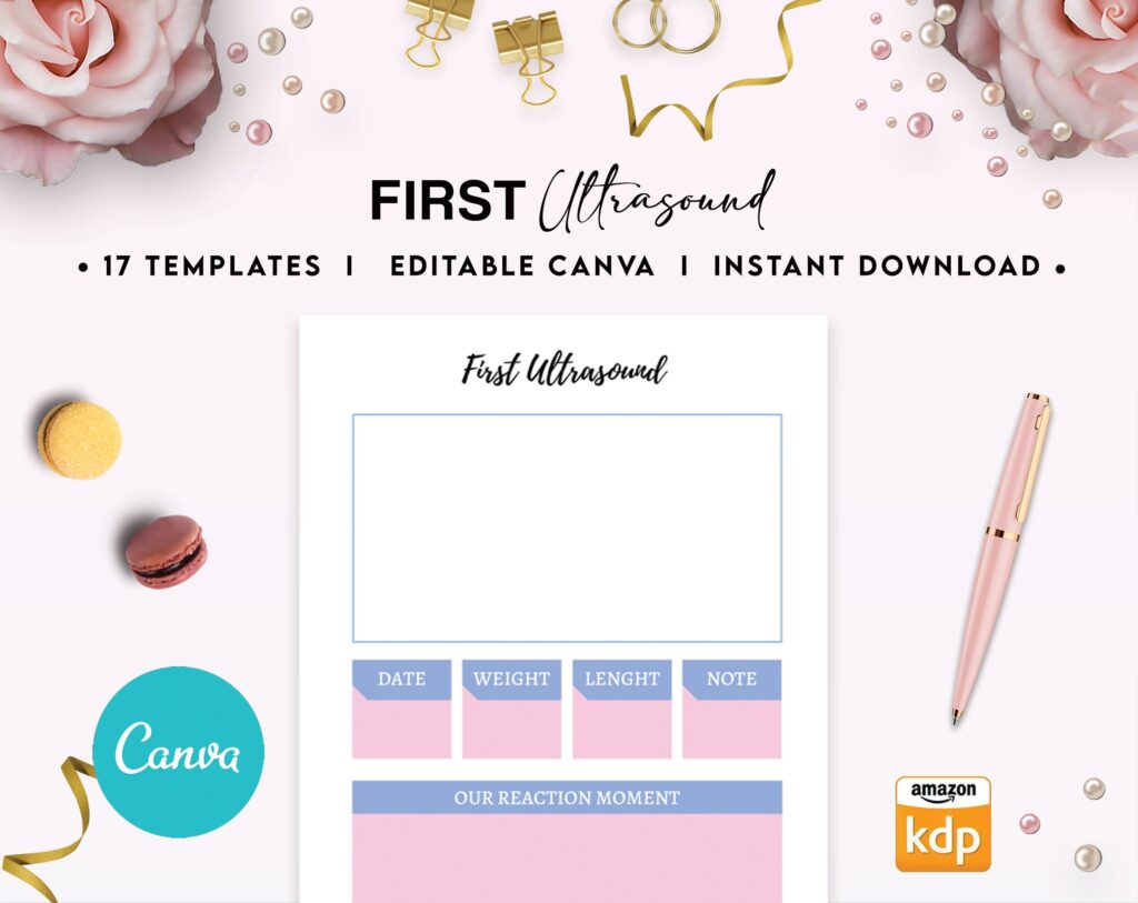 Pregnancy journal 17 Editable Templates for Journal, Canva KDP Planner editable interior