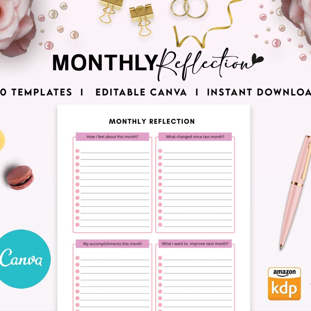 Therapy Journal with questions workbook 8.5×11″ Canva Editable 30 Templates, Canva KDP editable interior, digital and printable.Mental