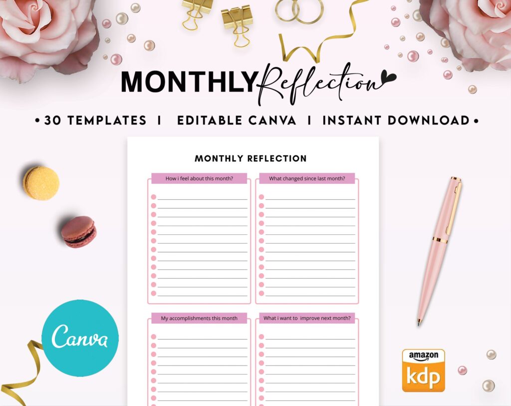 Therapy Journal with questions workbook 8.5×11″ Canva Editable 30 Templates, Canva KDP editable interior, digital and printable.Mental