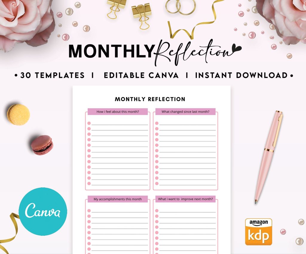 Therapy Journal with questions workbook 8.5×11″ Canva Editable 30 Templates, Canva KDP editable interior, digital and printable.Mental