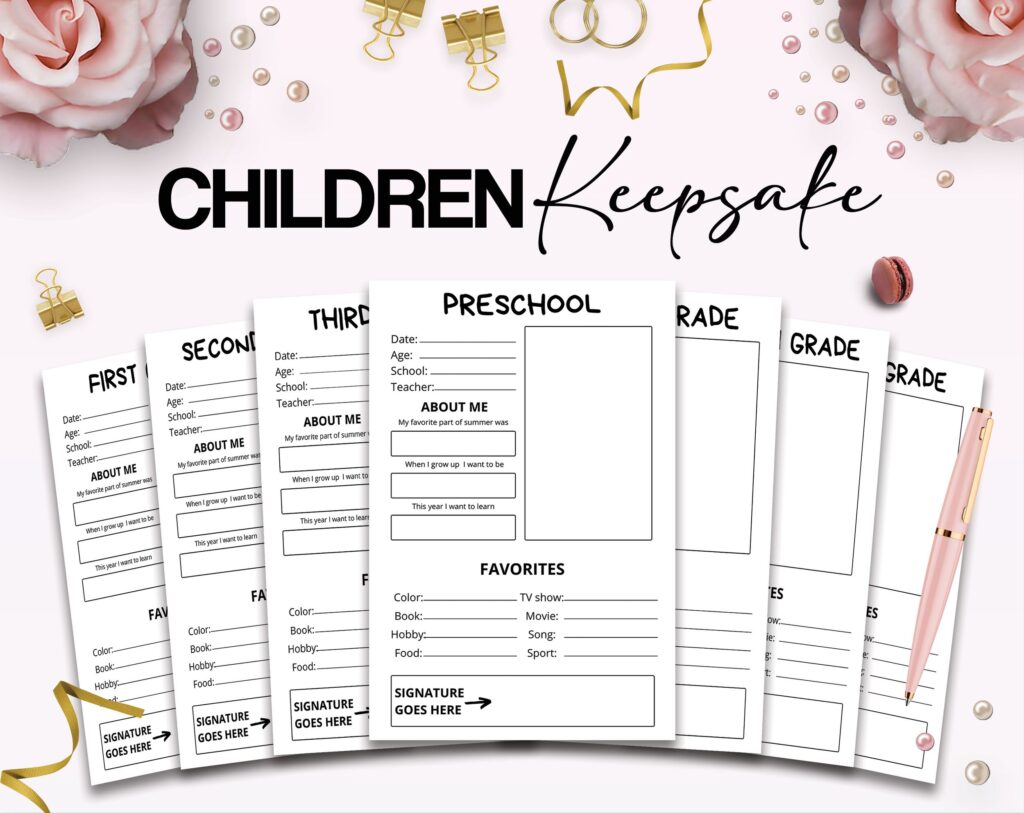 Children keepsake Logbook Journal 6×9″ Canva Editable Template, Canva KDP Kids editable interior digital and printable,